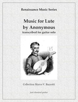 Partitura per liuto accanto a una chitarra classica.